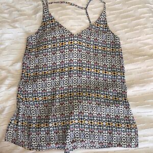 H&M White Multi Geometric V-Neck Spaghetti Strap Camisole